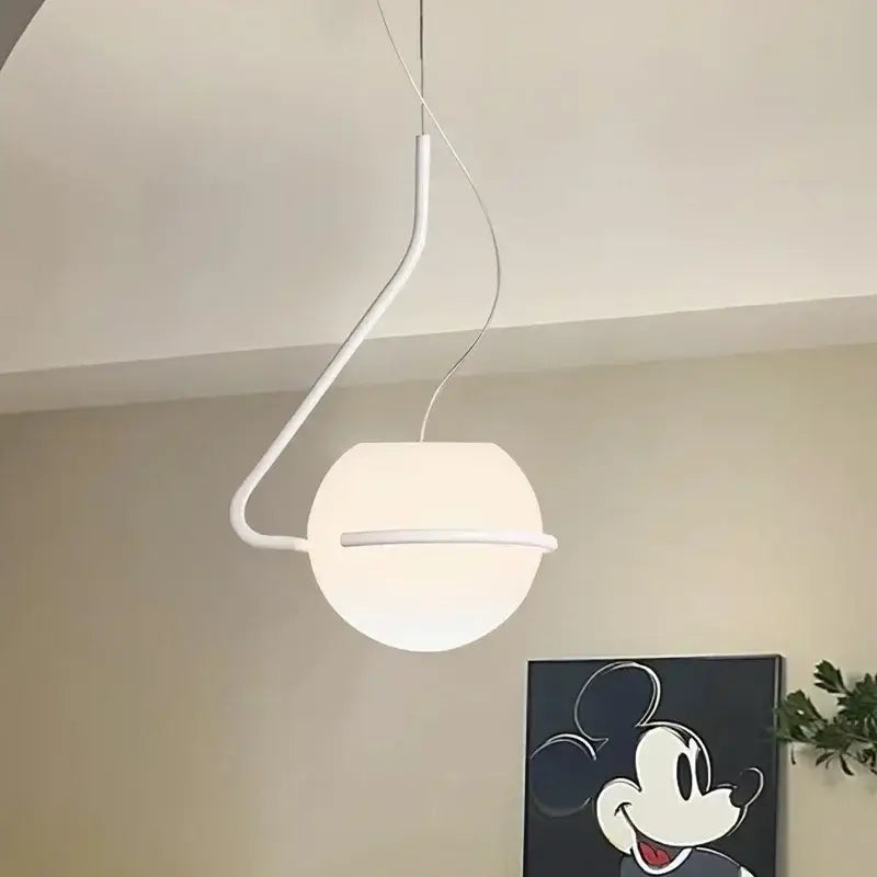 Modern glass globe pendant lamp for kitchen island white red & gold