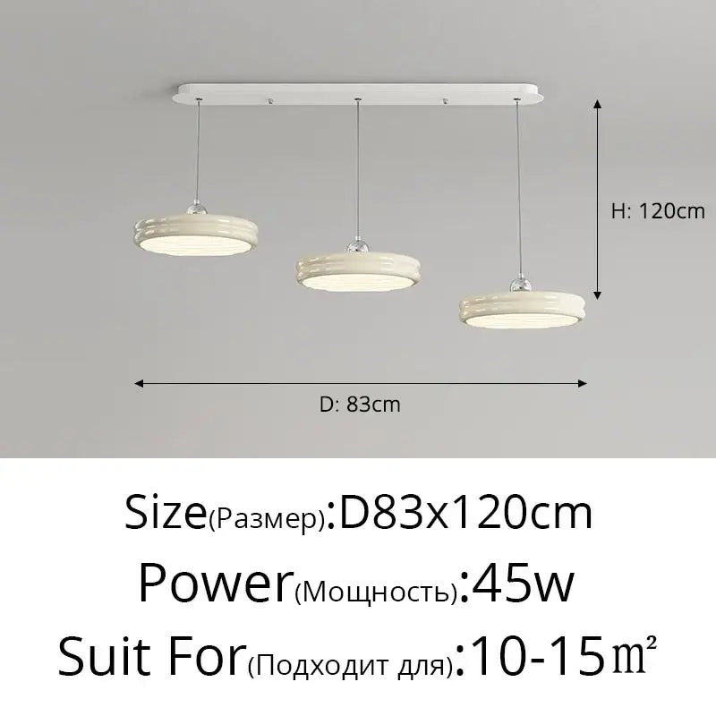 Modern glossy pale yellow circular dimmable pendant light dining room