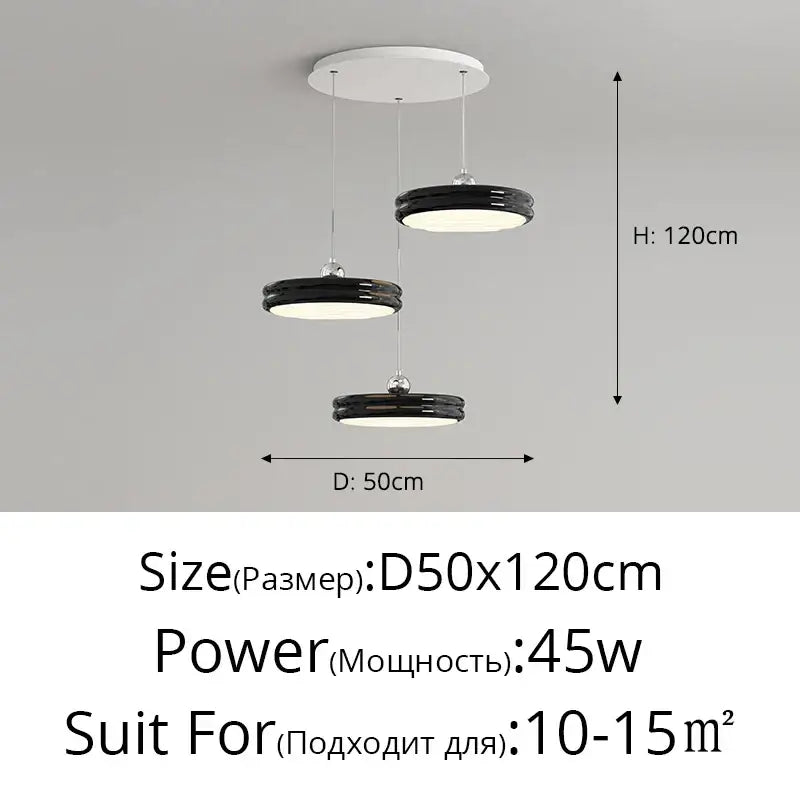 Modern glossy pale yellow circular dimmable pendant light dining room