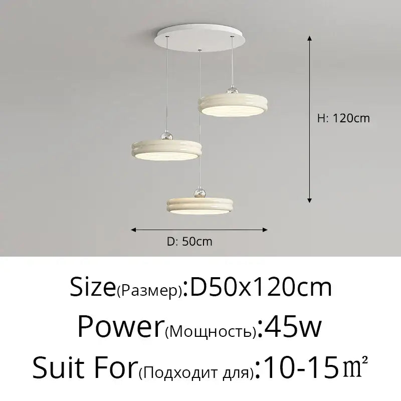Modern glossy pale yellow circular dimmable pendant light dining room