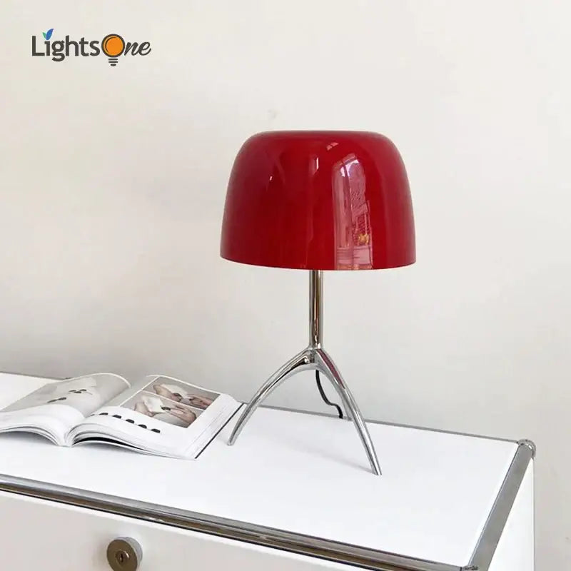 Modern glossy red candy color table light bedroom tripod lamp