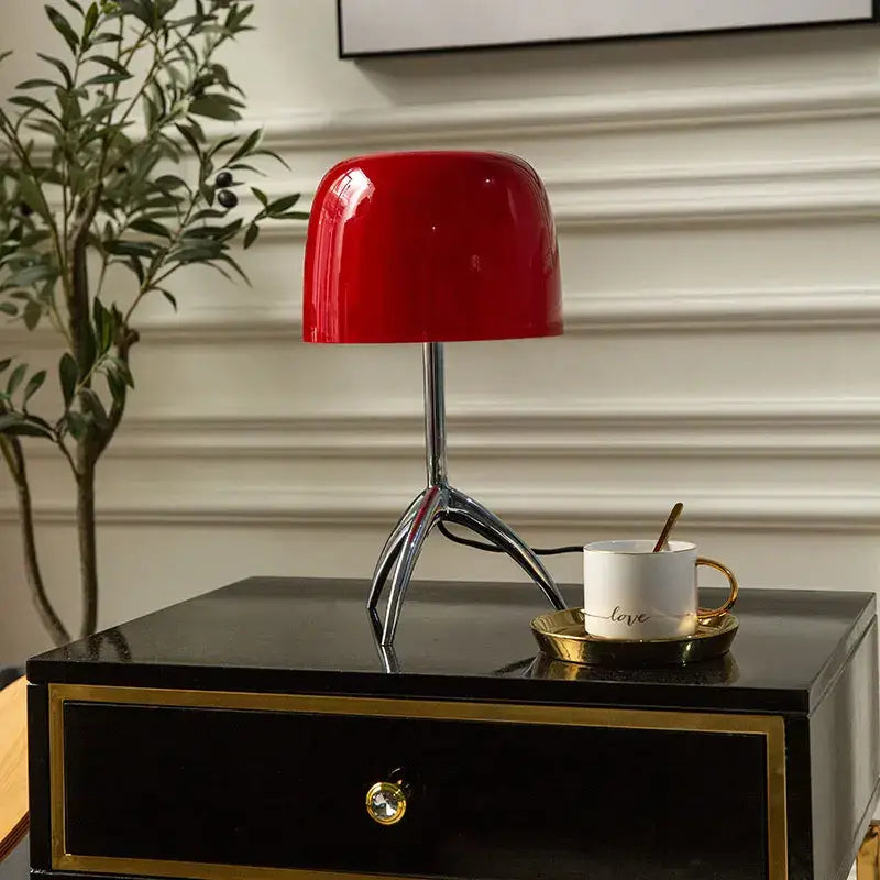 Modern glossy red candy color table light bedroom tripod lamp