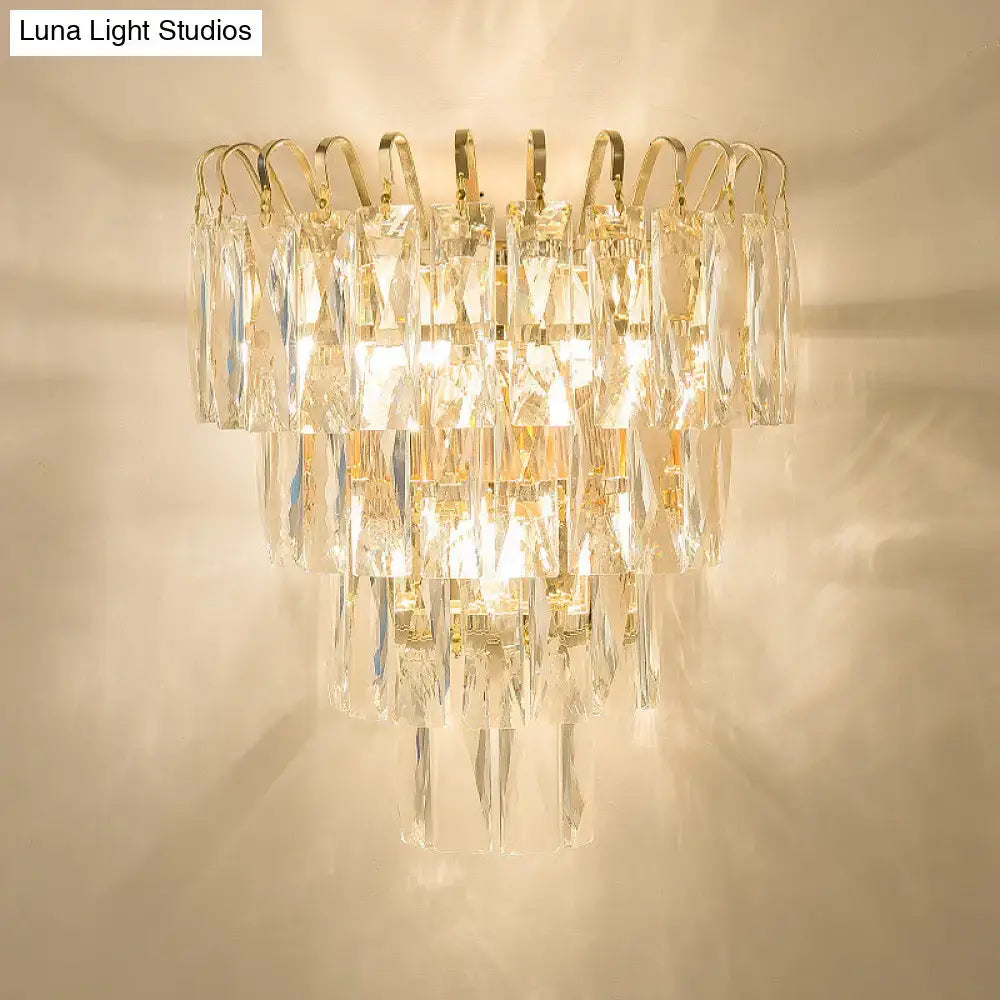 Modern gold 3 head crystal wall sconce living room e12 e14 bulb base