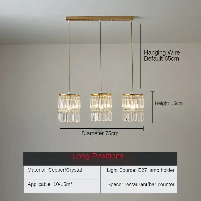 Modern gold 3 tier crystal chandelier pendant light dining room
