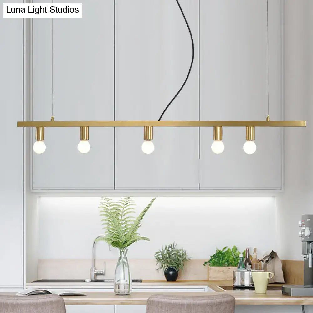 Modern gold 5 light linear chandelier dining room led incandescent