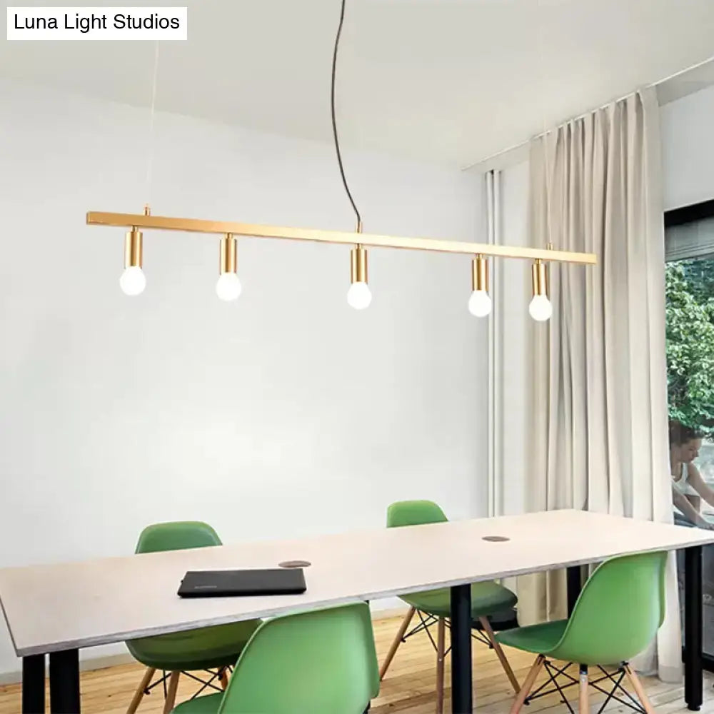 Modern gold 5 light linear chandelier dining room led incandescent