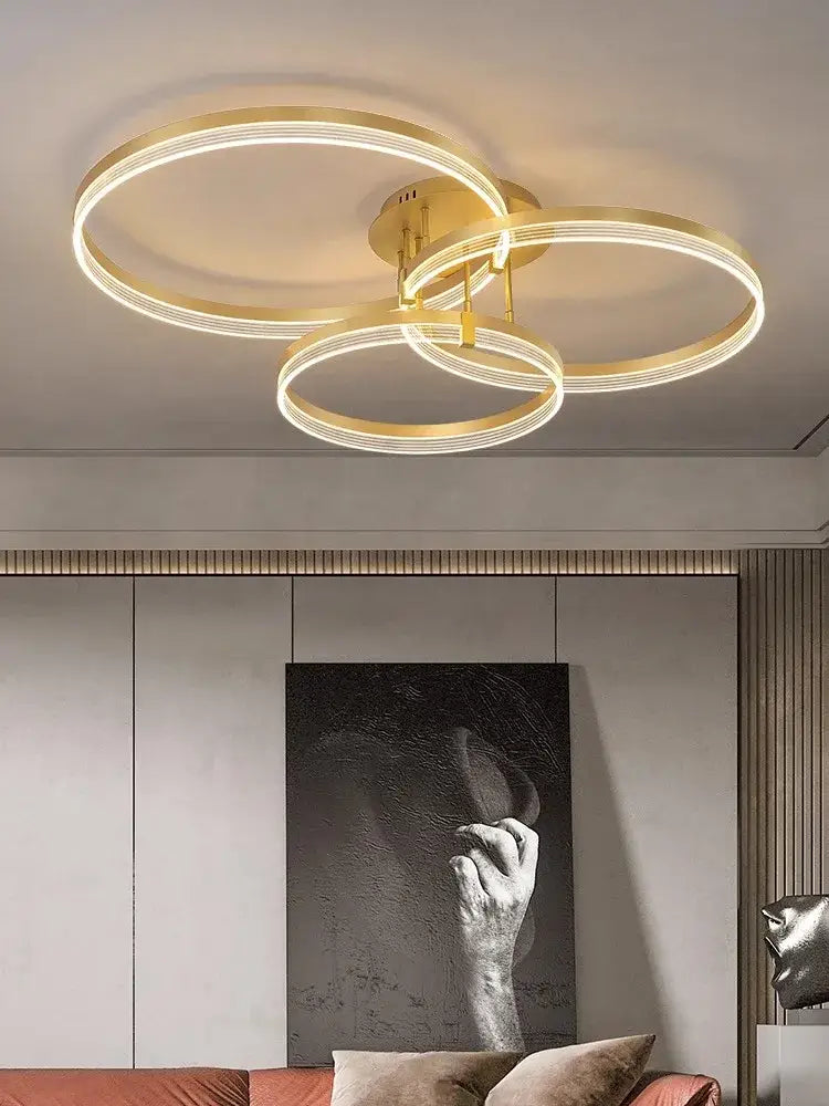 Modern gold acrylic round ring ceiling light for living room