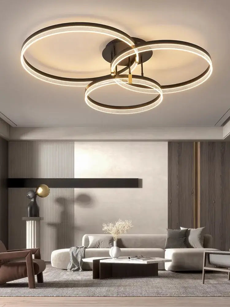 Modern gold acrylic round ring ceiling light for living room