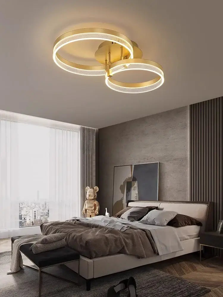 Modern gold acrylic round ring ceiling light for living room