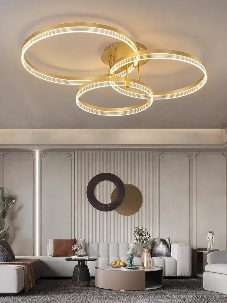 Modern gold acrylic round ring ceiling light for living room
