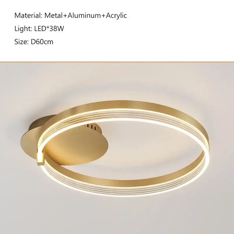 Modern gold acrylic round ring ceiling light for living room