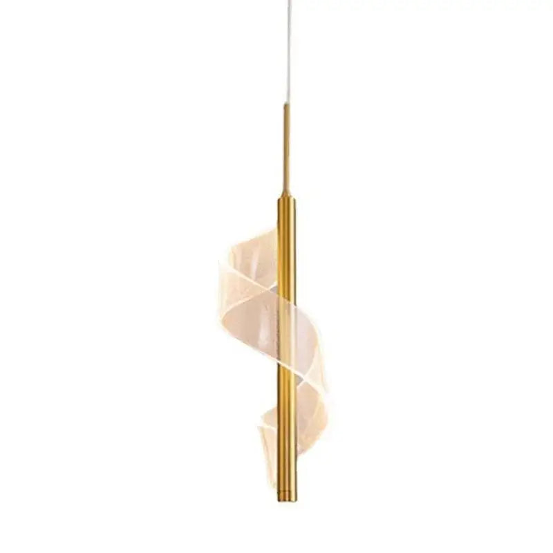 Modern gold acrylic spiral pendant lamp bedroom hanging light