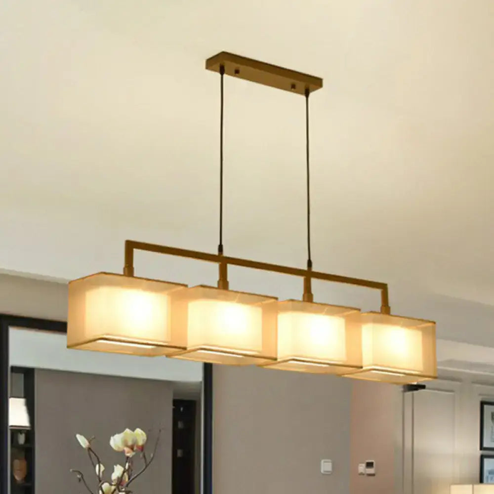 Modern gold and beige fabric island light – kitchen suspension lighting