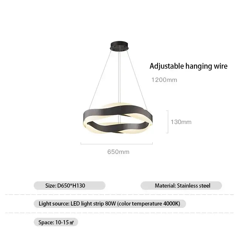 Modern gold and black circle chandelier dining room pendant light