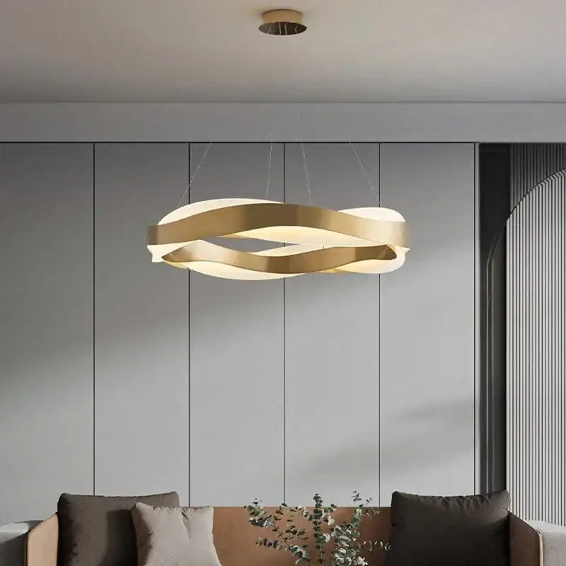 Modern gold and black circle chandelier dining room pendant light