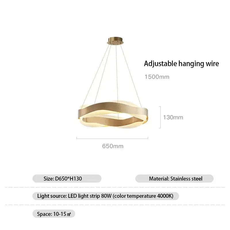 Modern gold and black circle chandelier dining room pendant light