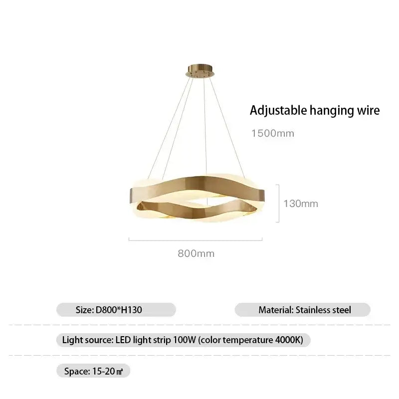 Modern gold and black circle chandelier dining room pendant light