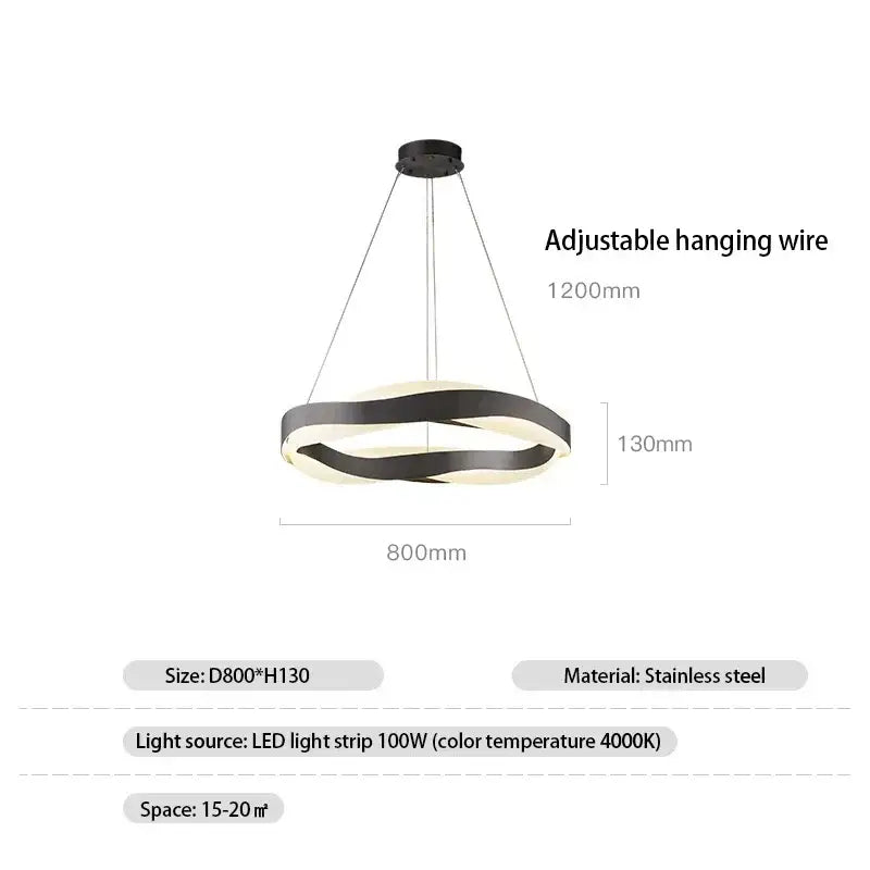 Modern gold and black circle chandelier dining room pendant light