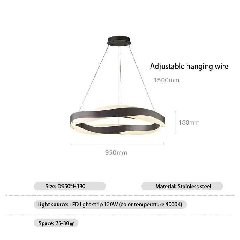 Modern gold and black circle chandelier dining room pendant light