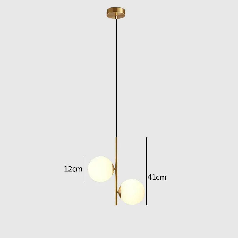 Modern gold and black glass ball led pendant light bedroom hanging lamp