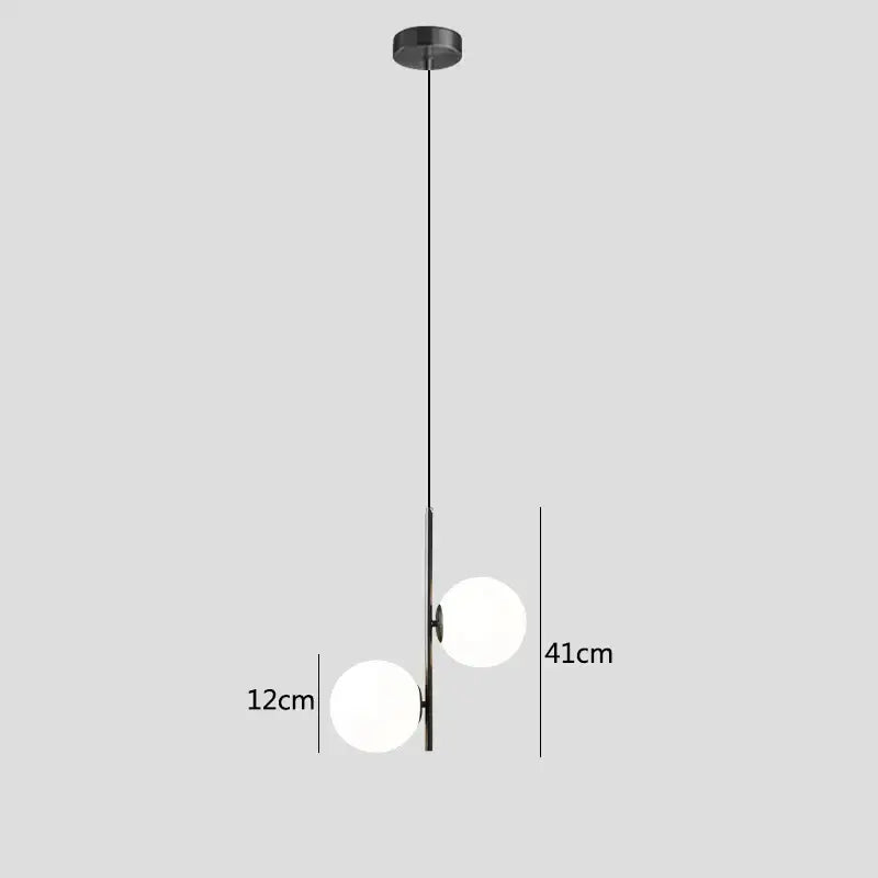 Modern gold and black glass ball led pendant light bedroom hanging lamp