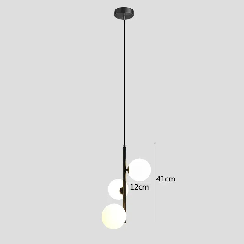 Modern gold and black glass ball led pendant light bedroom hanging lamp