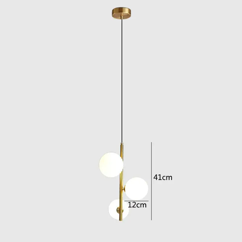 Modern gold and black glass ball led pendant light bedroom hanging lamp