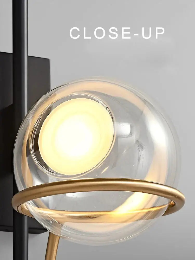 Modern gold and black glass ball pendant light for living room