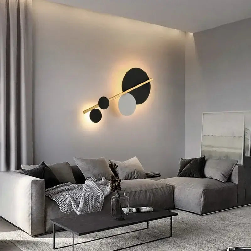 Modern gold and black led wall lamp bedroom sconce