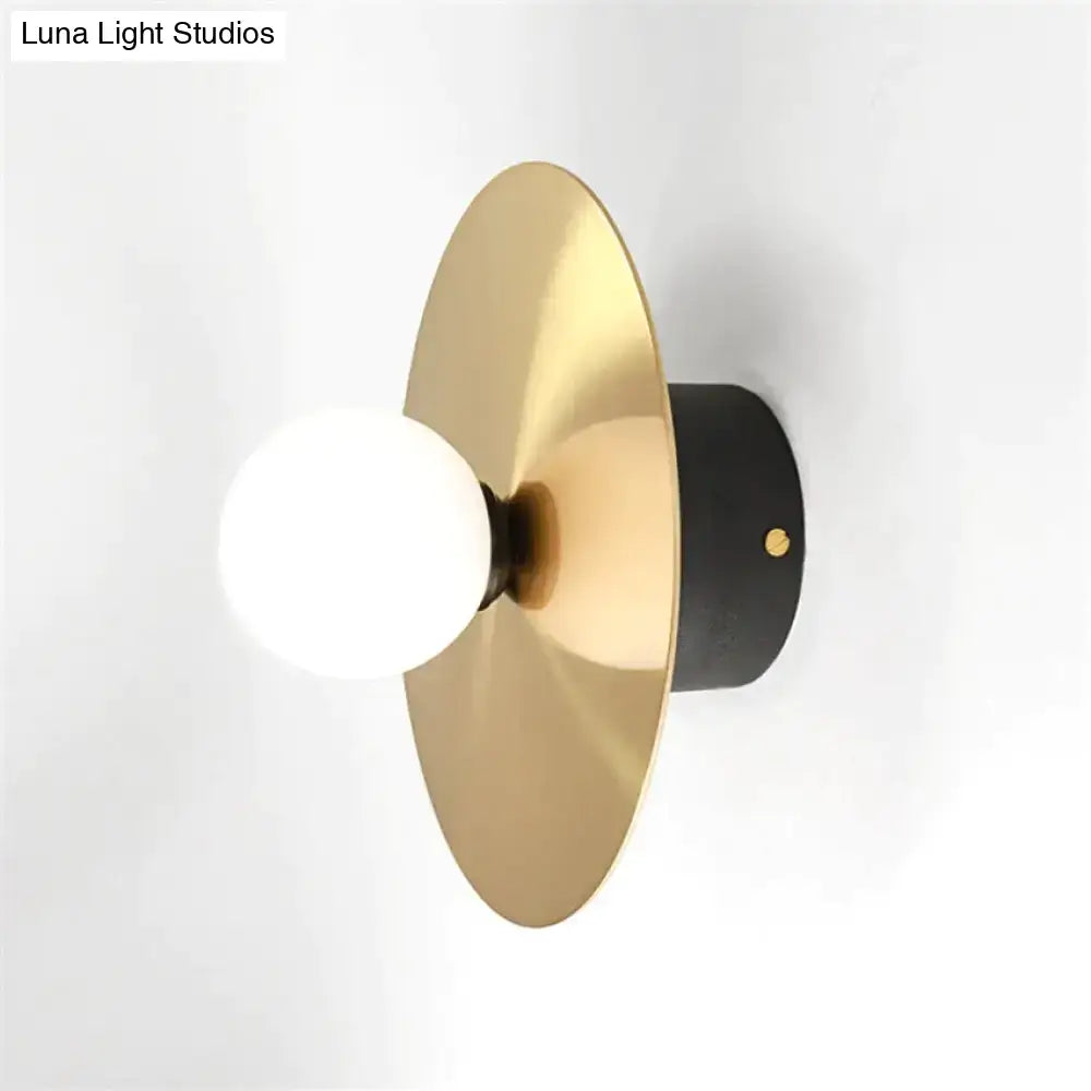 Modern gold and black riya wall light bedroom frosted glass sconce