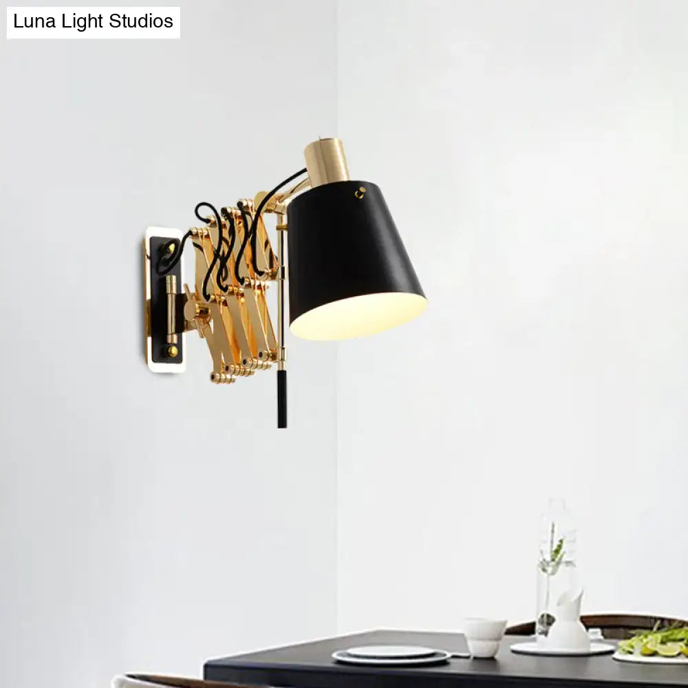 Modern gold and black wall sconce bedroom light with barrel shade