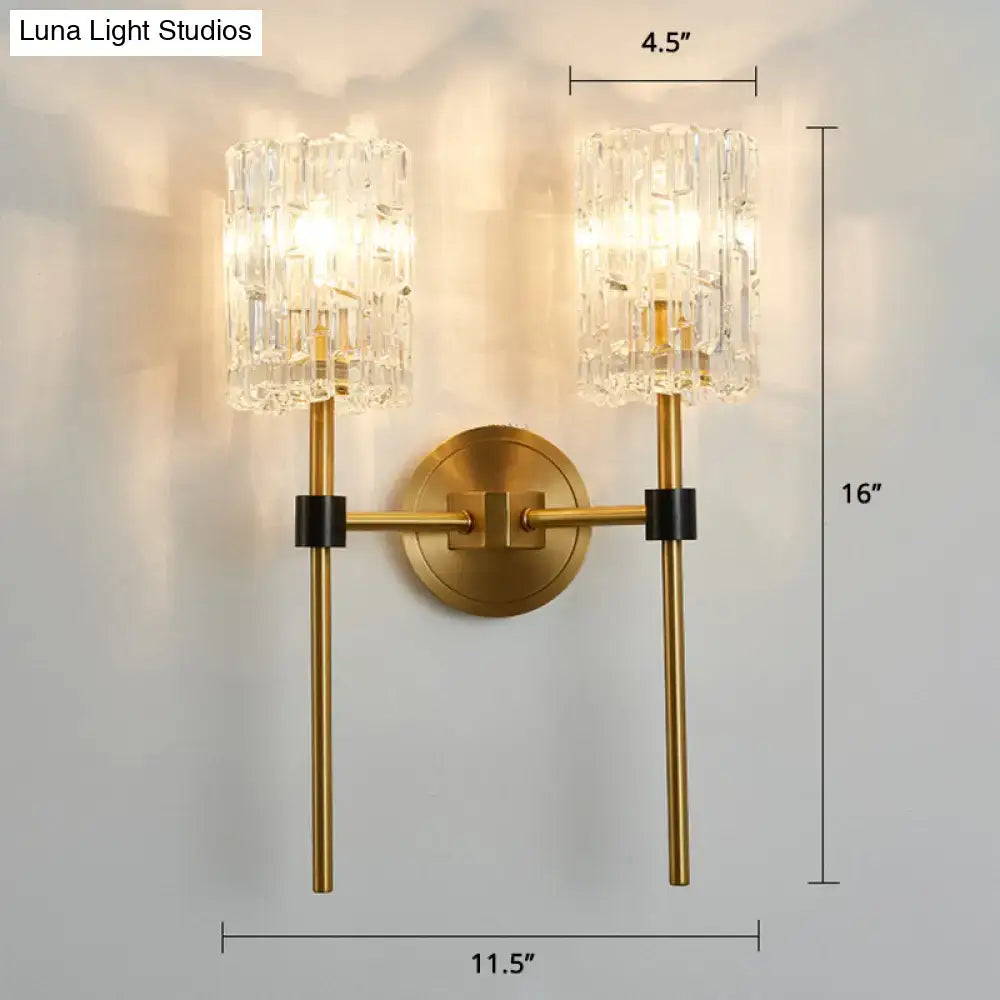 Modern gold and black wall sconce – living room crystal wall light