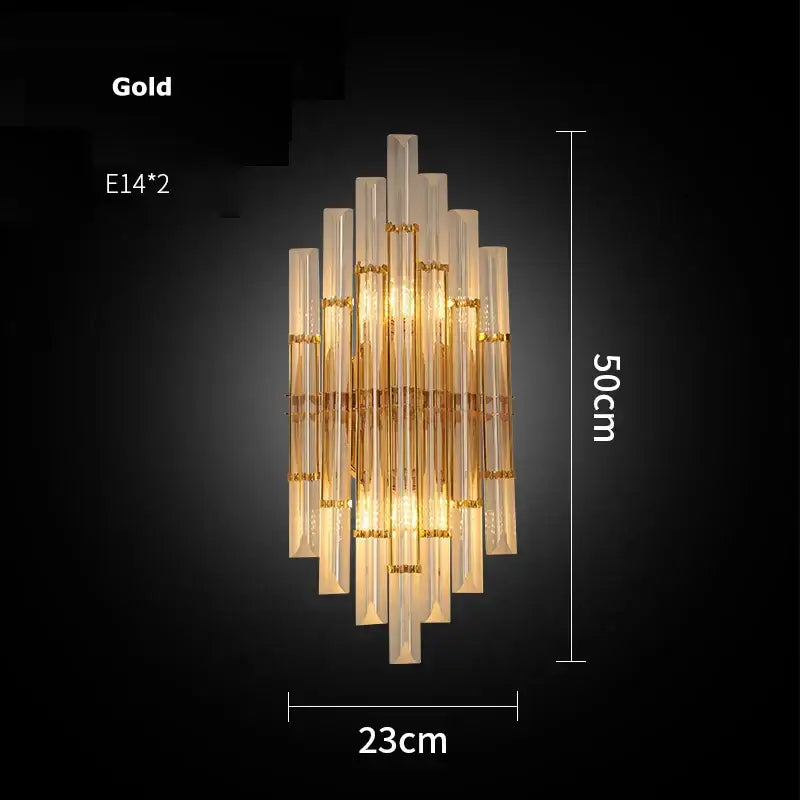 Modern gold and clear crystal led wall sconce bedroom light