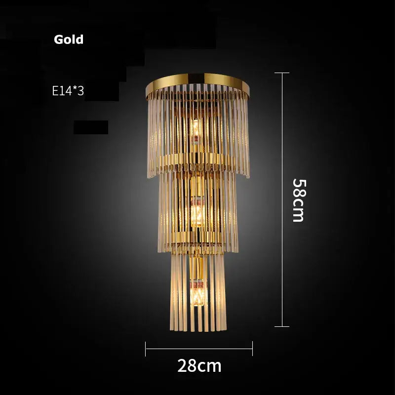 Modern gold and clear crystal led wall sconce bedroom light