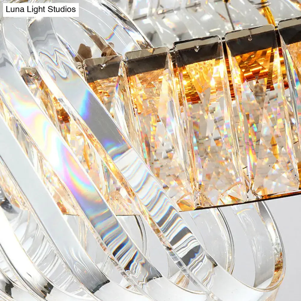 Modern gold and clear crystal oval pendant light for dining room