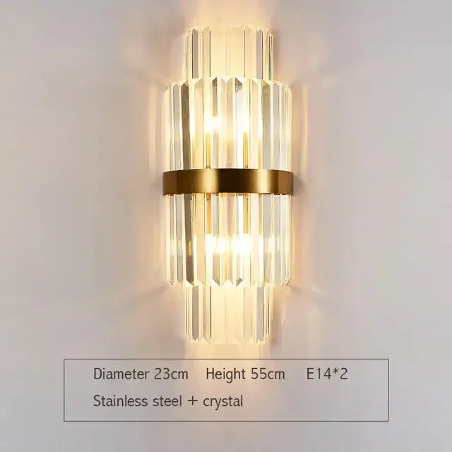 Modern gold and clear glass led wall lamps bedroom sconce
