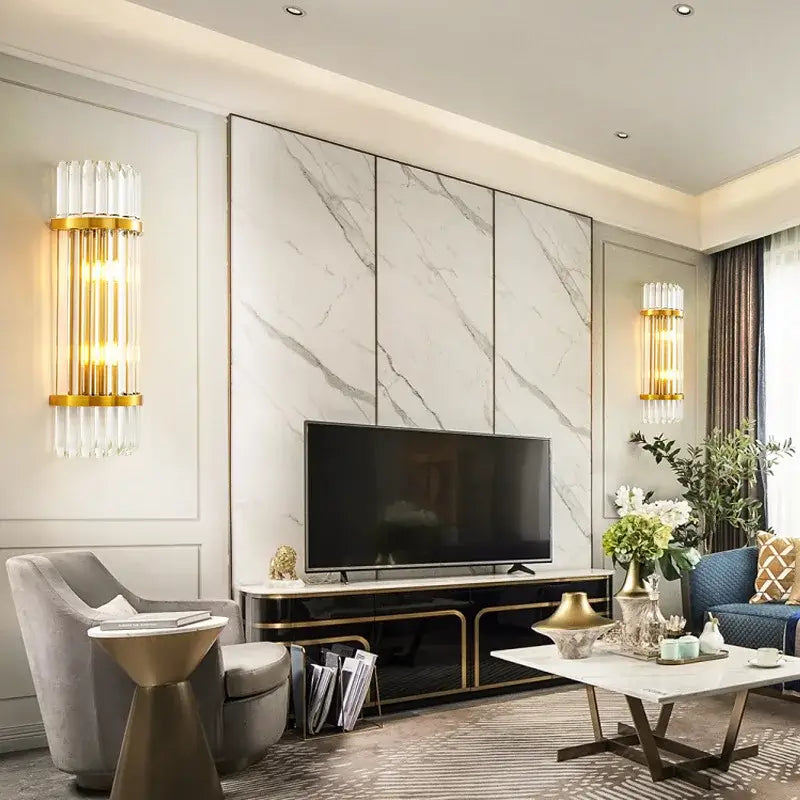 Modern gold and clear glass led wall lamps bedroom sconce