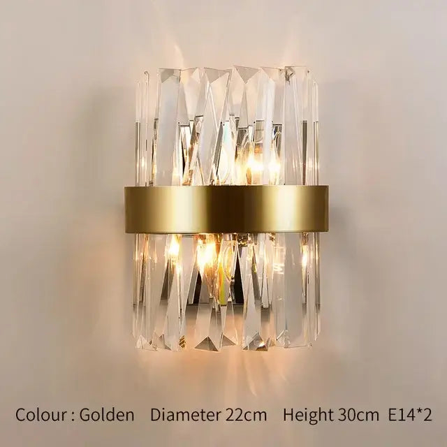 Modern gold and clear glass led wall lamps bedroom sconce