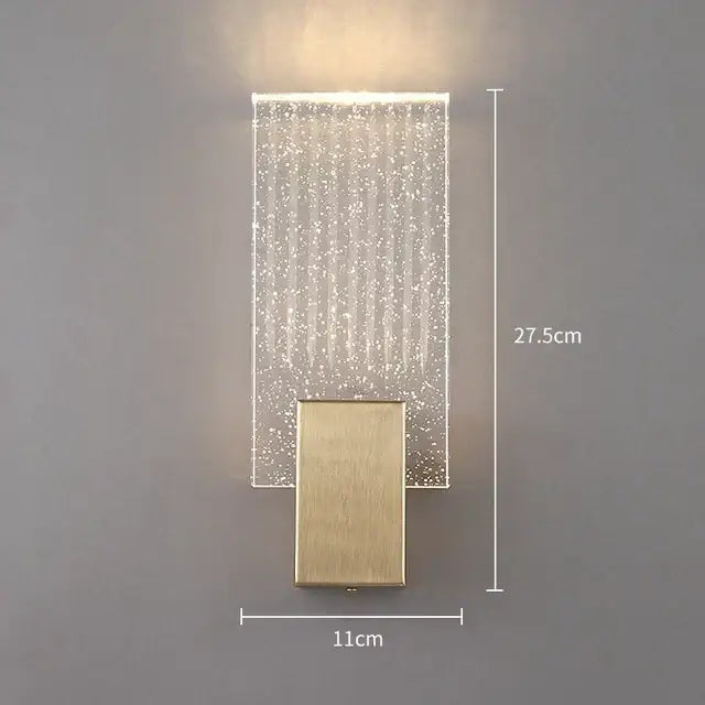 Modern gold and clear glass led wall lamps bedroom sconce