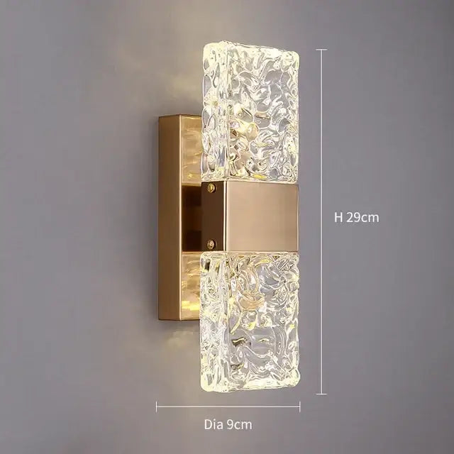 Modern gold and clear glass led wall lamps bedroom sconce