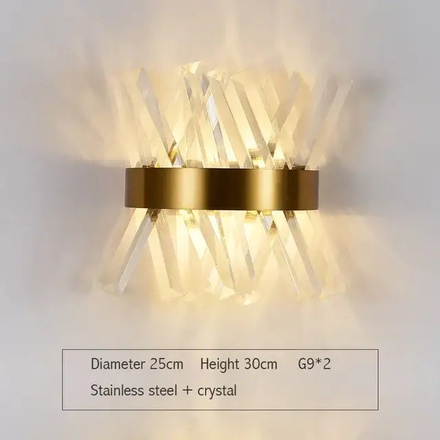 Modern gold and clear glass led wall lamps bedroom sconce