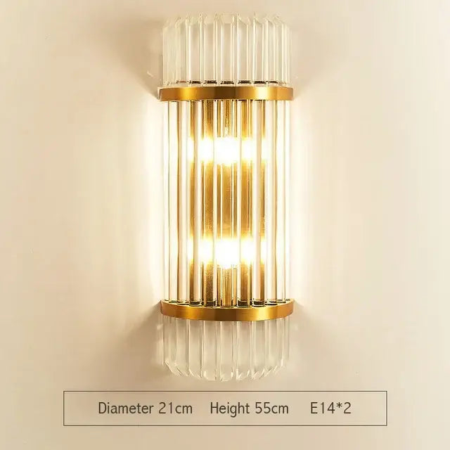 Modern gold and clear glass led wall lamps bedroom sconce