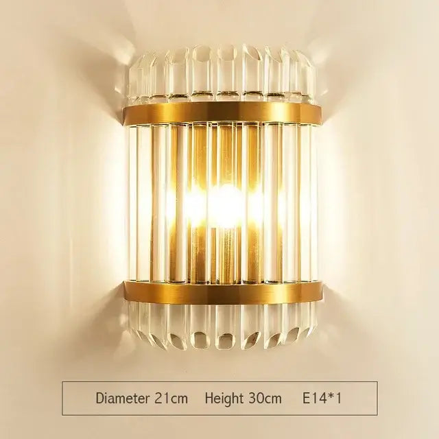 Modern gold and clear glass led wall lamps bedroom sconce