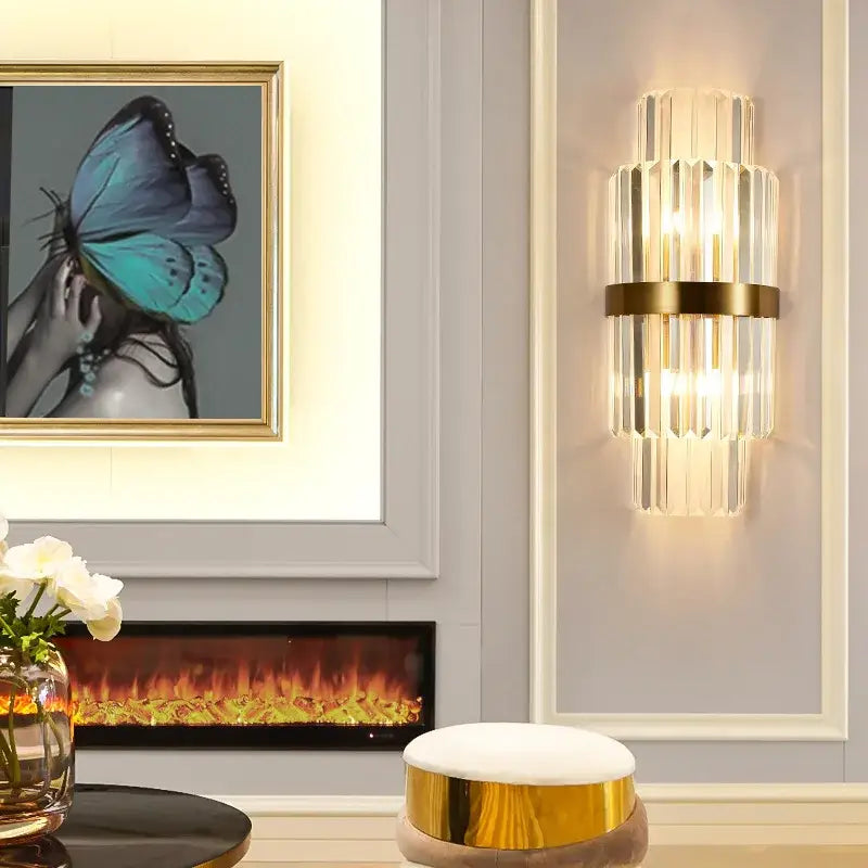 Modern gold and clear glass led wall lamps bedroom sconce