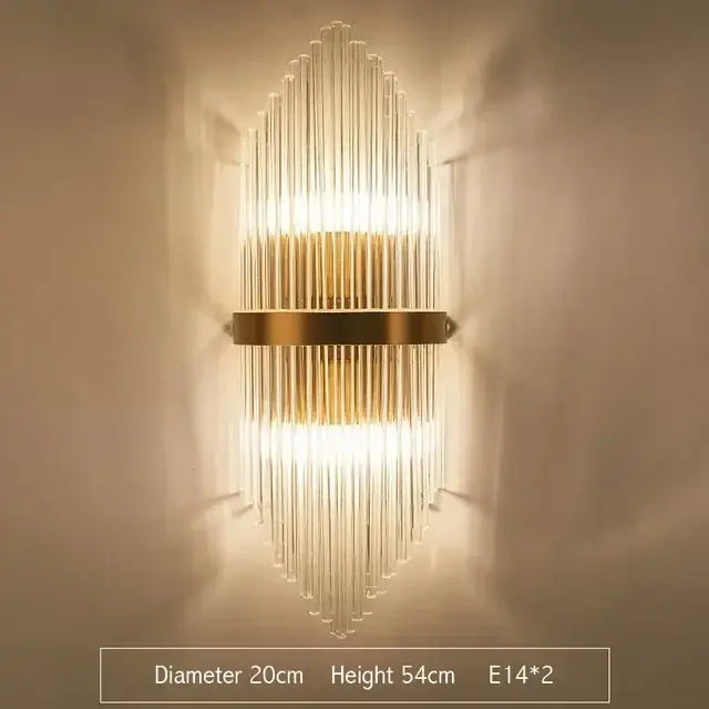 Modern gold and glass led wall lamps for bedroom