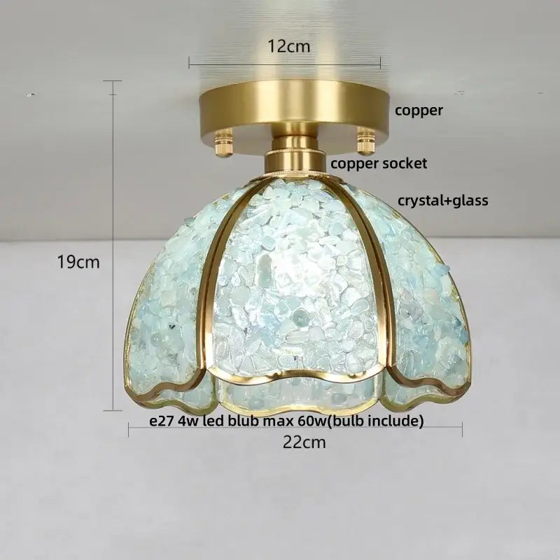Modern gold and pale green glass mosaic ceiling light bedroom