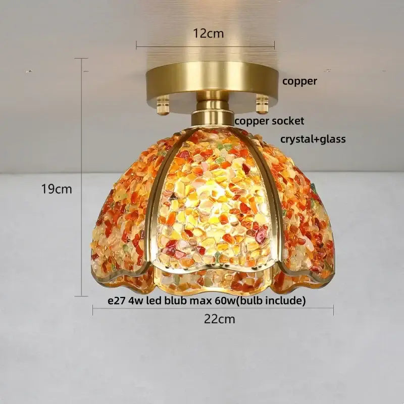 Modern gold and pale green glass mosaic ceiling light bedroom