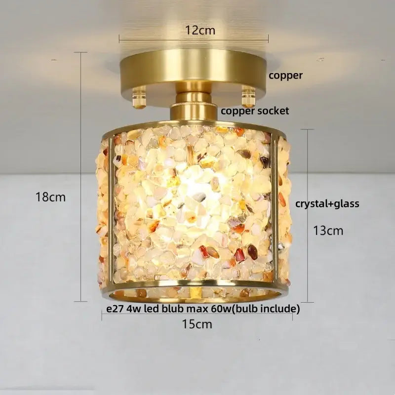 Modern gold and pale green glass mosaic ceiling light bedroom