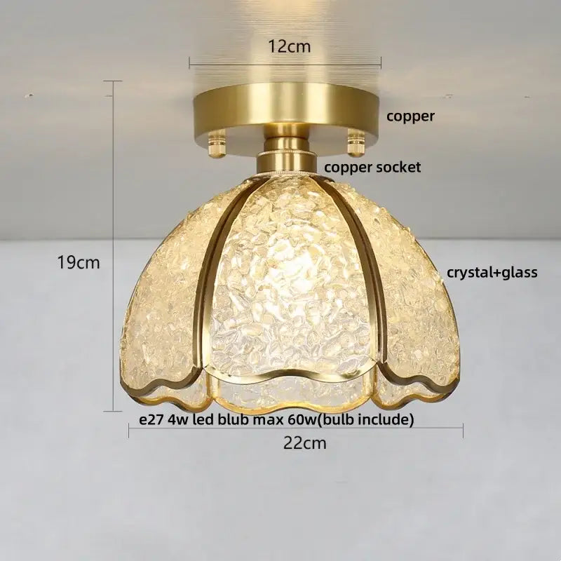 Modern gold and pale green glass mosaic ceiling light bedroom