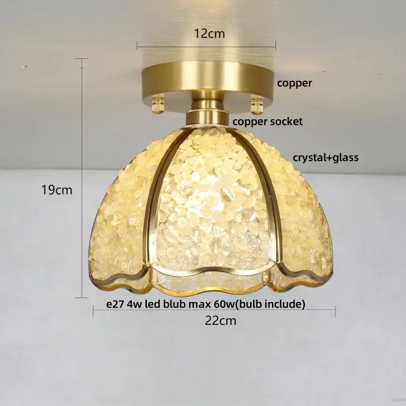 Modern gold and pale green glass mosaic ceiling light bedroom